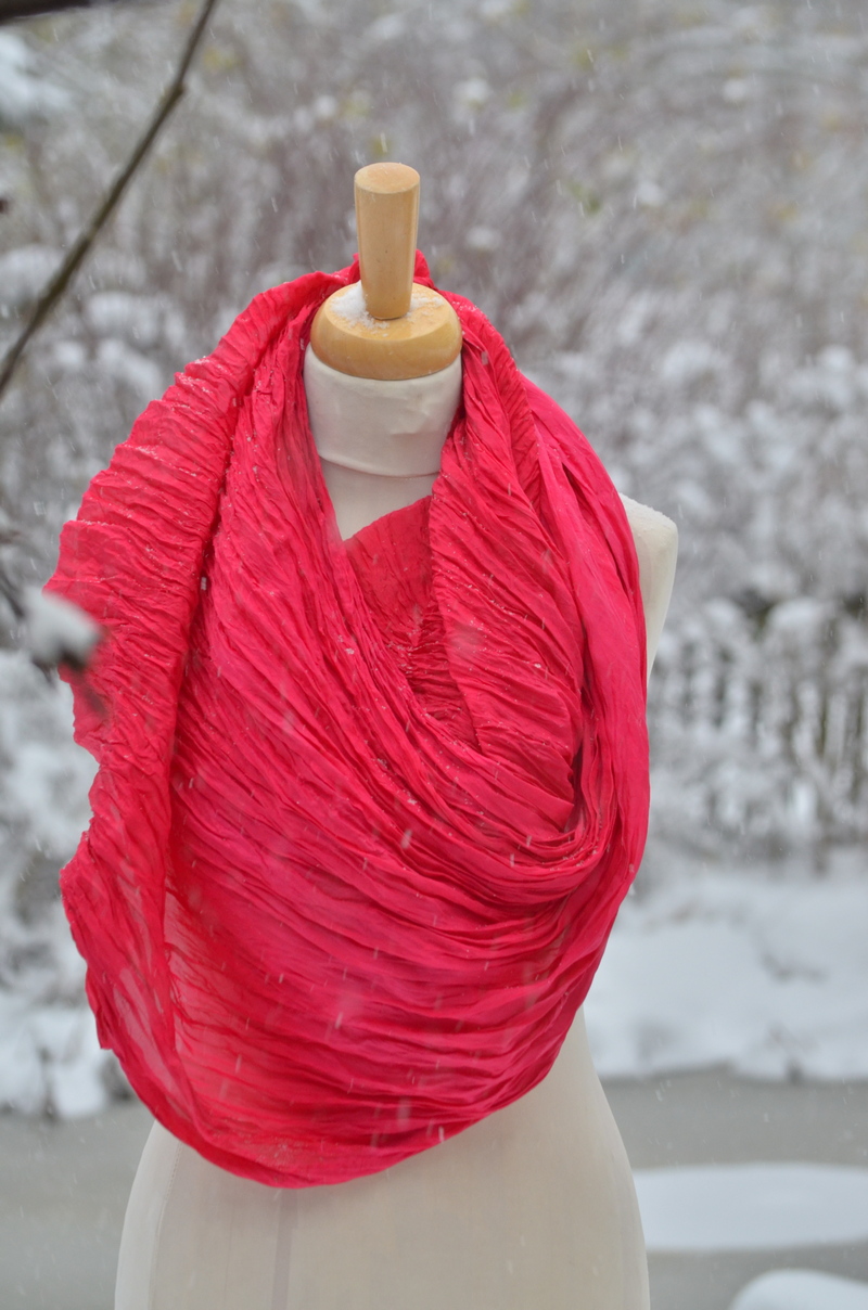 hedvábný šál habotai 200*90 cm, MAGENTA