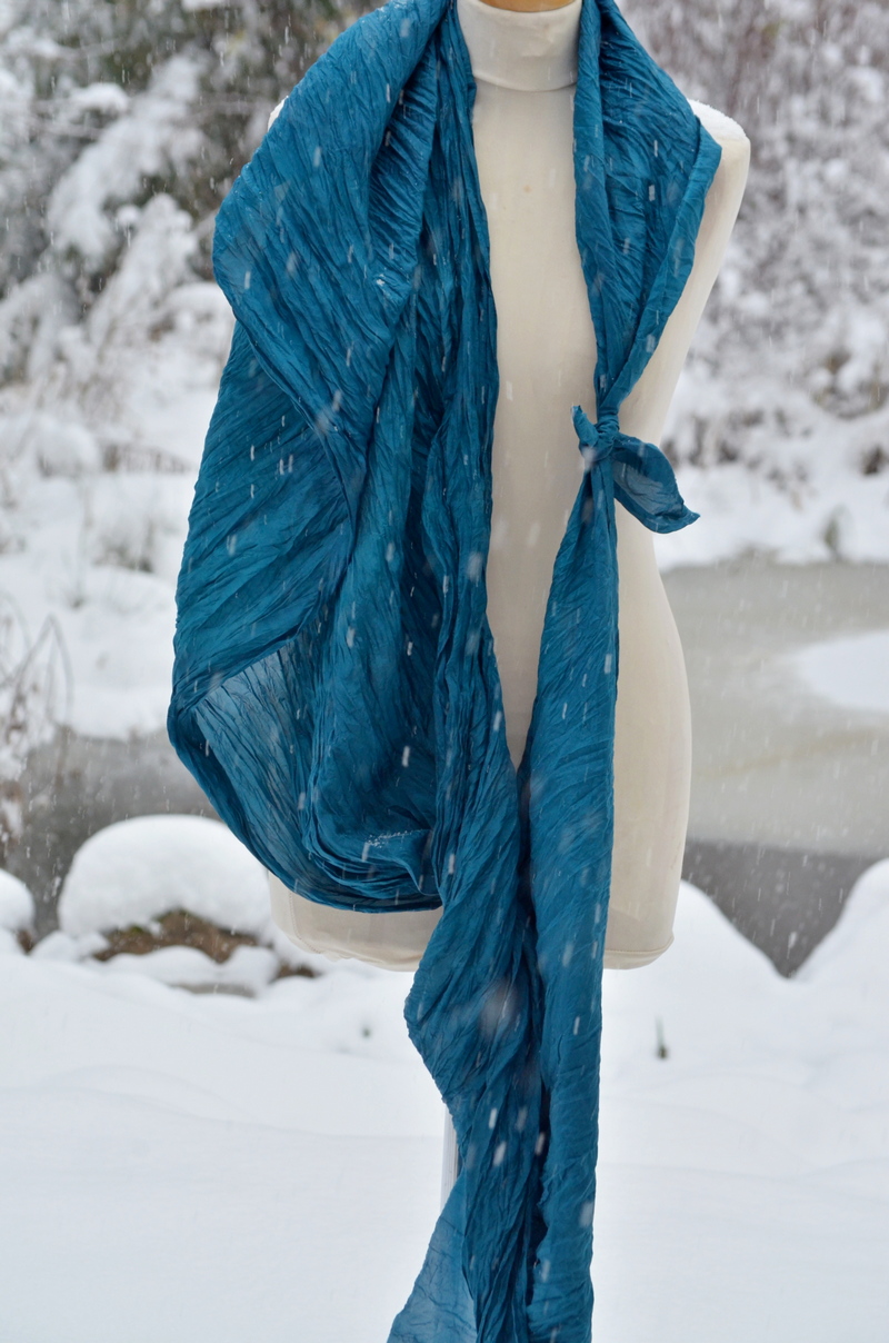 hedvábný šál habotai 200*90 cm, PETROL