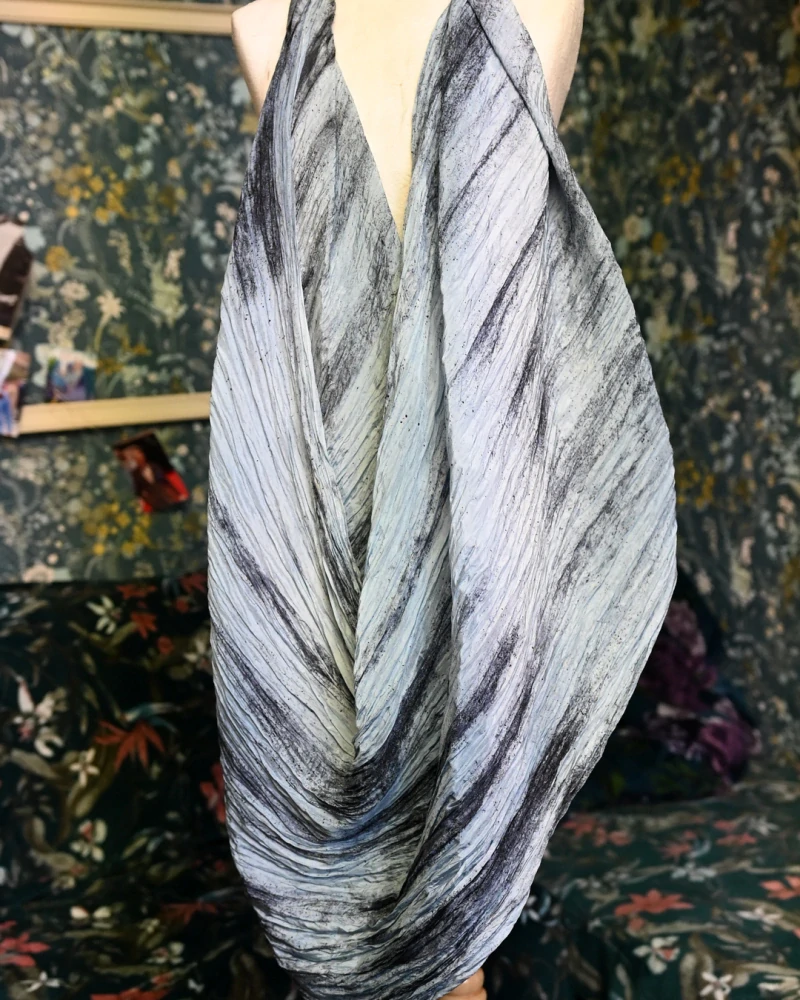 hedvábný šál habotai 200*90 cm, HOLUBÍ MODRÁ