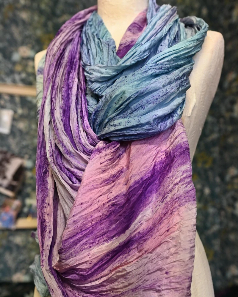 hedvábný šál habotai 200*90 cm, ŠVESTKA A ŠMOLKA