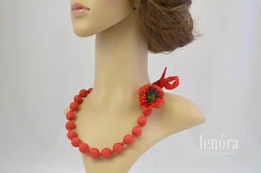 malé hedvábné korálky, maková