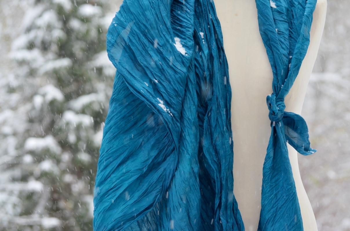 hedvábný šál habotai 200*90 cm, PETROL