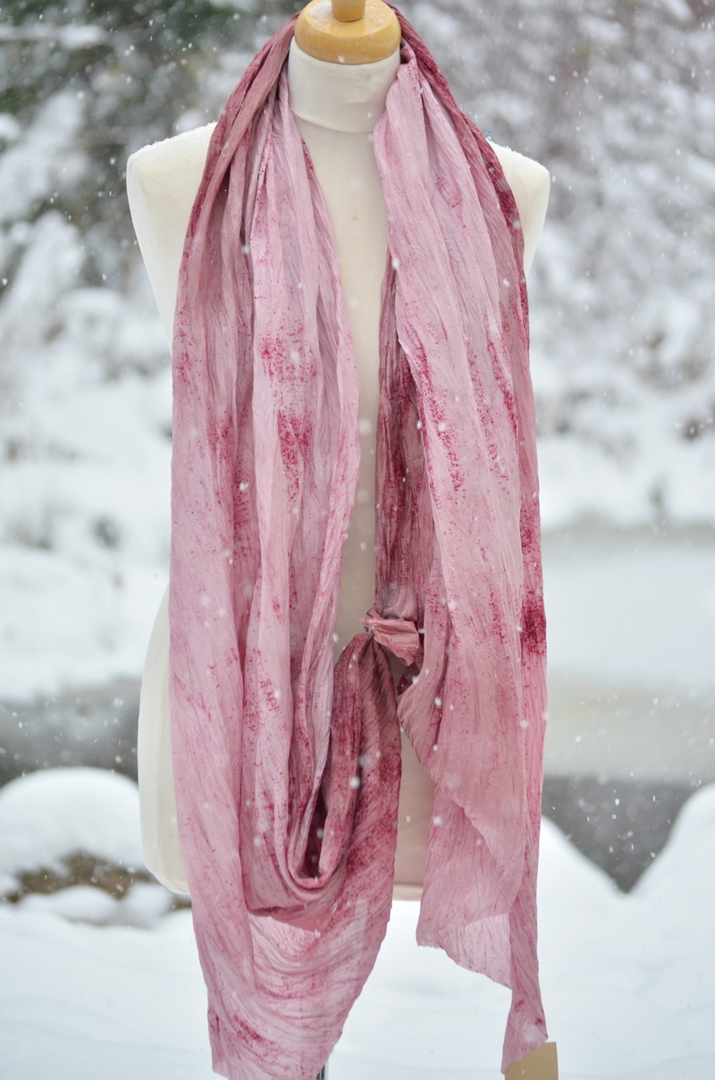 hedvábný šál habotai 200*90 cm, STARORŮŽOVÁ