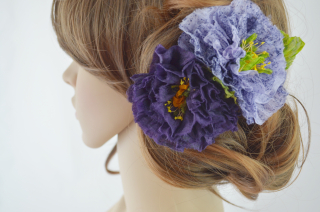 hedvábná květinová brož, NÁMOŘNICKÁ MODRÁ