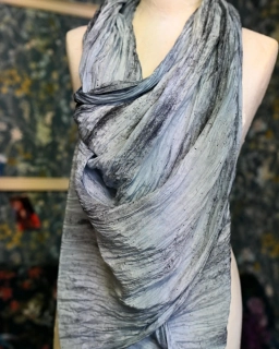 hedvábný šál habotai 200*90 cm, HOLUBÍ MODRÁ